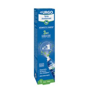 URGO Spray Assainissant Habitat 200ml - 3 en 1 : Virucide, Bactéricide, Fongicide