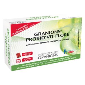 GRANIONS Probio Vit Flore - Complément Alimentaire Renforçant la Flore Intestinale - Association de