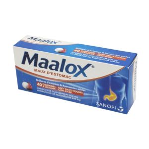 Maalox Fruits Rouges sans sucre ,40 comprimés à croquer