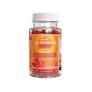 PHARMACTIV - Multivitamines Enfants, compléments alimentaires , croissance et défenses naturelles - 20 gommes goût cerise
