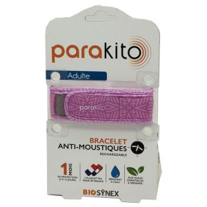 PARAKITO Bracelet GRAPHIC VIOLET - Bracelet Anti Moustiques Rechargeable - Aux Huiles Essentielles - Bte/1