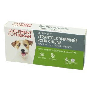 CLEMENT THEKAN Strantel 4 comprimés - Vermifuge pour Chien Adulte à Partir de 10 kg - Goût Porc