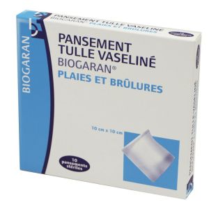 BIOGARAN 10 Pansements Tulle Vaseliné 10 x 10cm - Plaies et Brûlures