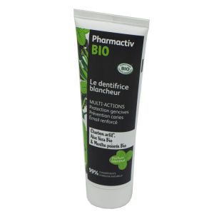 PHARMACTIV BIO Le Dentifrice Blancheur 75ml - Charbon Actif, Aloe Vera Bio, Menthe Poivrée Bio