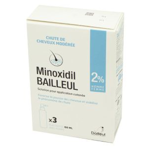 Minoxidil Bailleul 2 %, solution cutanée - 3 Flacons 60 ml