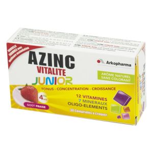 AZINC OPTIMAL JUNIOR - Complément Alimentaire Vitalité, Goût Fraise - Boîte/30 Comprimés à Croquer