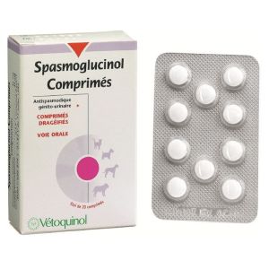 SPASMOGLUCINOL 20 Comprimés - Chat, Chien - Antispasmodique Génito Urinaire