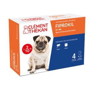 FIPROKIL S CHIEN 02 à 10kg Fipronil 67mg Pipettes 4x 0.67ml - Spot-On Antiparasitaires