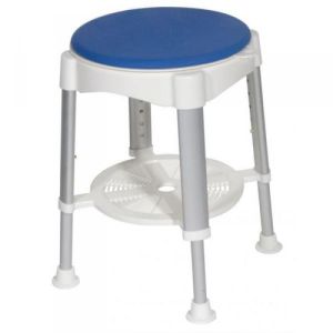 Tabouret à Assise Tournante TAHAA - Réglable en Hauteur, Avec Tablette, Patins Anti Dérapants, O4566