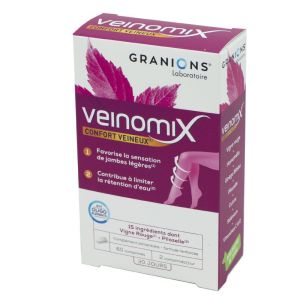 VEINOMIX 60 Comprimés - Confort Veineux, Jambes Lourdes, Rétention d' Eau