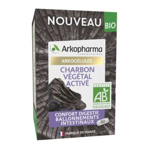 ARKOGELULES BIO Charbon Végétal Activé - Bte/80 - Confort Digestif, Ballonnements Intestinaux