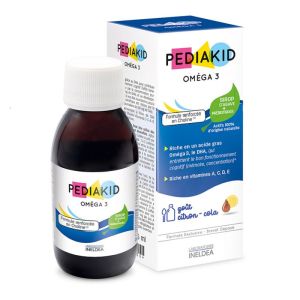 PEDIAKID Omega 3 Sirop d' Agave + Prébiotiques 125ml - Fonctionnement Cognitif : Mémoire, Concentration, Vision, Apprentissage