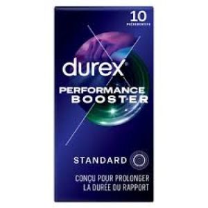 DUREX PERFORMANCE BOOSTER Bte/10 - Préservatif à Effet Retardant, Réservoir avec Gel Performa