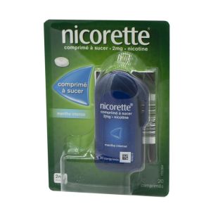 Nicorette 2 mg, Menthe intense - 20 comprimés à sucer