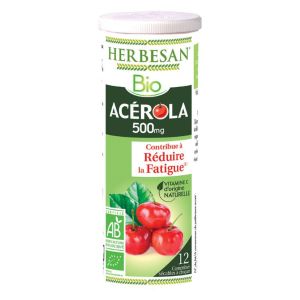HERBESAN BIO ACEROLA 500mg 12 Comprimés à Croquer - Fatigue - Vitamine C Naturelle
