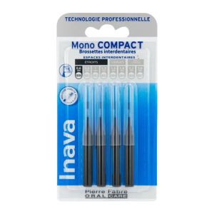 Brossettes MONO COMPACT Noires 0.6mm ISO0 - Espaces Interdentaires Etroits - Bte/4