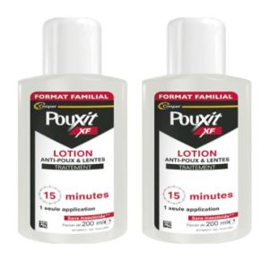 POUXIT XF Lotion 2 X 200 ml - Lotion Anti Poux, Anti Lentes - 1 Seule Application en 15 Minutes - Doux,