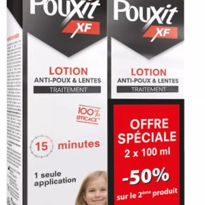 POUXIT XF Lotion 2 x 100ml - Traitement Anti Poux, Anti Lentes - 1 Seule Application en 15 Minutes