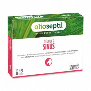 OLIOSEPTIL Sinus 15 Gélules - Confort Respiratoire - A Base de 7 Huiles Essentielles