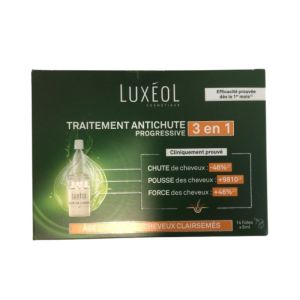 LUXÉOL - Traitement anti chute progressive 3 en 1 - 14 fioles programme 1 mois