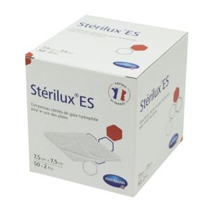 STERILUX ES Compresses Stériles 7.5 x 7.5 cm, Compresse de Gaze Coton, Soin et Protection des Plaies