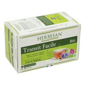 HERBESAN BIO TRANSIT FACILE 20 Sachets de 1.5g - Mauve, Chicorée, Réglisse, Menthe Poivrée, Mélisse