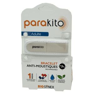 PARAKITO Bracelet BLANC - Bracelet Anti Moustiques Rechargeable - Aux Huiles Essentielles - Bte/1