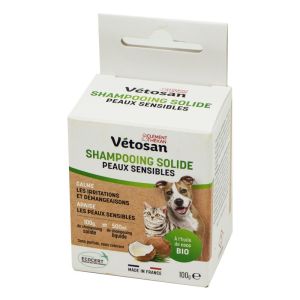 VETOSAN Shampooing Solide Peaux Sensibles 100g - Chat, Chien - Hygiène du Pelage, Démangeaisons, Irritations