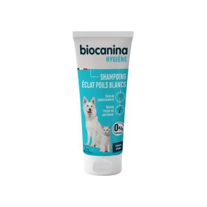 BIOCANINA Hygiène Shampoing Eclat Poils Blancs - Chien, Chat - Evite le Jaunissement - T/200ml