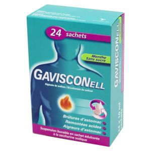 Gavisconell Menthe sans sucre, suspension buvable - 24 sachets 10 ml