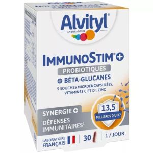 ALVITYL IMMUNOSTIM+ PROBIOTIQUES 30 Gélules - 13.5 Milliards de Souches Micro-Encapsulées
