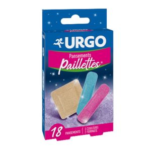 URGO 18 Pansements Enfants PAILLETTES - 3 Couleurs, 2 Formats