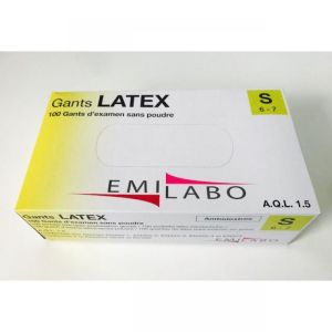 Gants d' Examen en Latex Taille S (Small 6-7) Ambidextre sans Poudre, non Stériles, à Usage Unique -