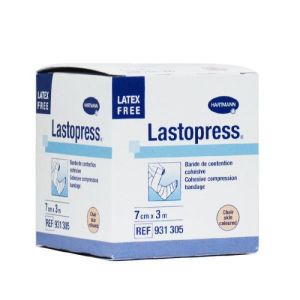 LASTOPRESS 10cm x 3.5m Blanc - Bande de Contention Elastique, Cohésive - Force1, Sans Latex