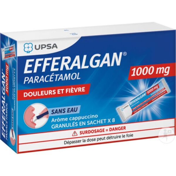 Efferalgan 1000 mg Cappuccino, granulés - 8 sachets