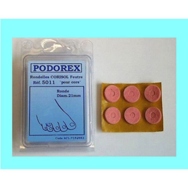 PODOREX Rondelle Protectrice pour Cors en Feutre Médical Adhésif - Bte/6