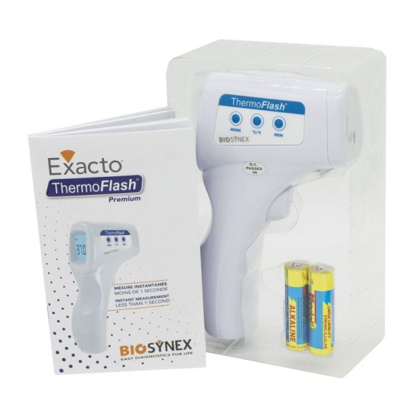 EXACTO THERMOFLASH PREMIUM - Thermomètre Frontal Infrarouge sans Contact - 1 Unité