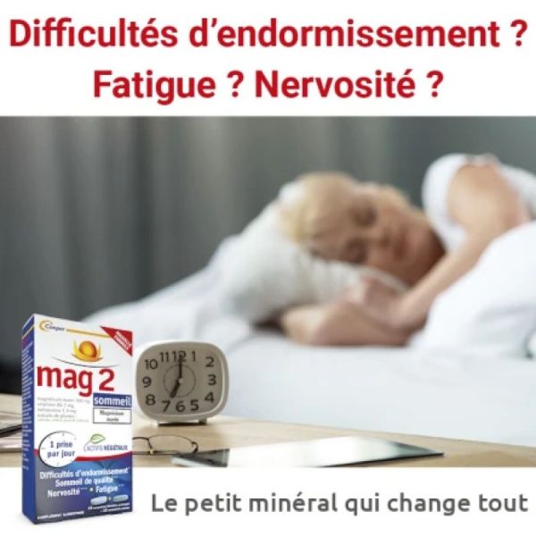 MAG 2 SOMMEIL 30 Comprimés à Libération Prolongée - Endormissement Rapide, Effet Calmant et Relaxant