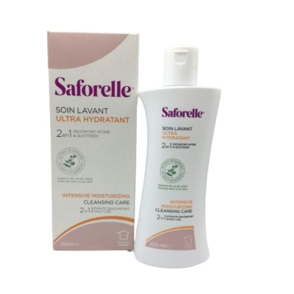 SAFORELLE 250ml Soin Lavant Ultra Hydratant - Sécheresse Intime, Muqueuses - Bardane, Aleo Vera