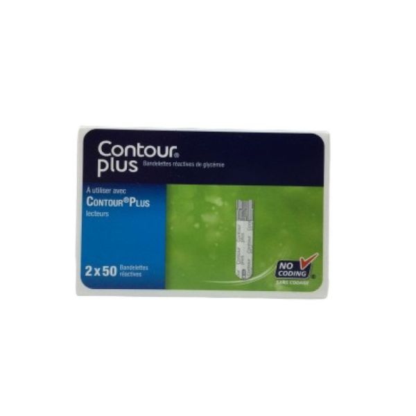 ASCENCIA CONTOUR PLUS Bandelettes Réactives, Electrodes - Contrôle de la Glycémie - Bte/100