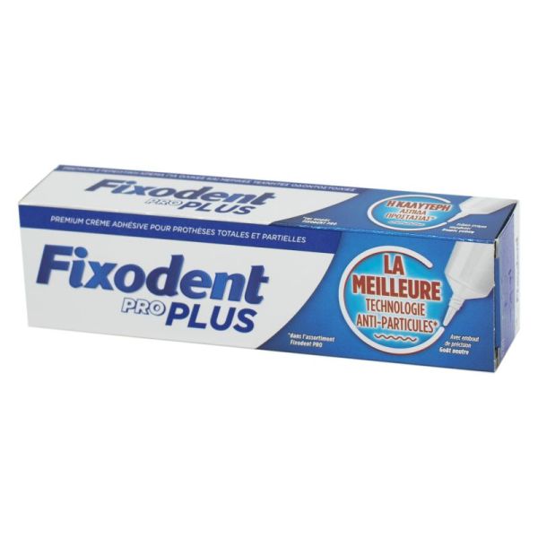 FIXODENT Pro Plus Soin Anti Particules 40g - Crème Adhésive pour Prothèses Dentaires