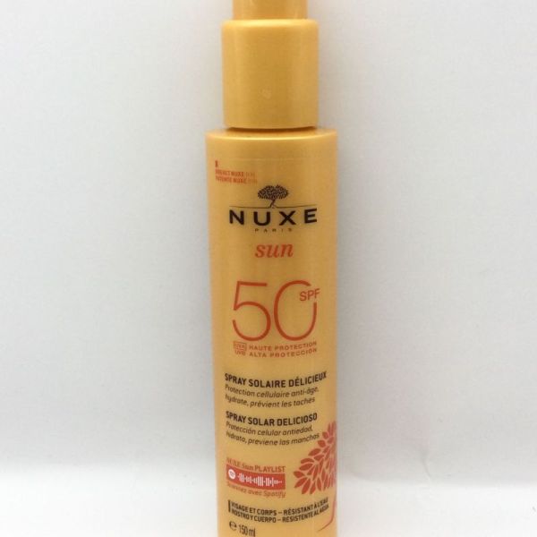 NUXE SUN Spray Solaire Délicieux SPF50 150ml - Protection UVA UVB Visage et Corps