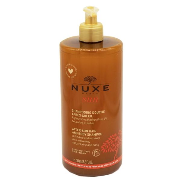 NUXE SUN Shampooing Douche Après Soleil 750ml - Rafraîchit et Elimine Filtres UV, Sel, Chlore et Sable