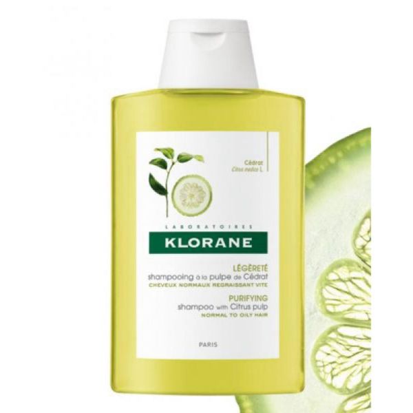 KLORANE CEDRAT 400ml - Shampooing à la Pulpe de Cédrat de Corse Cheveux Normaux Régraissant Vite