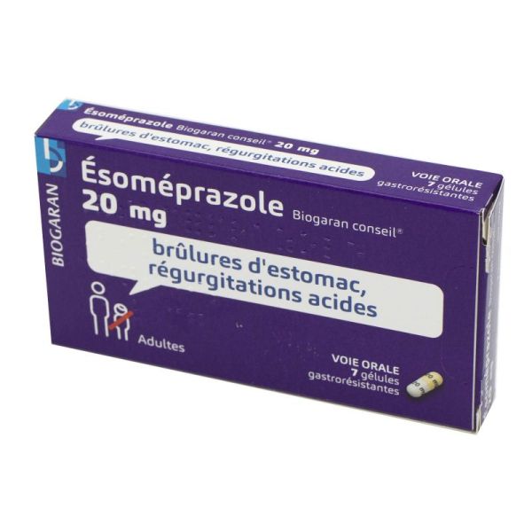 Esoméprazole 20 mg Biogaran Conseil - 7 Gélules Gastrorésistantes