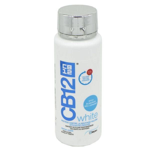 CB12 WHITE 250ml - Bain de Bouche Fluoré sans Alcool - Hygiène Bucco-Dentaire Dès 12 Ans