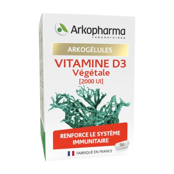 ARKOGELULES Vitamine D3 Végétale 2000 Ul - Bte/90 - Système Immunitaire