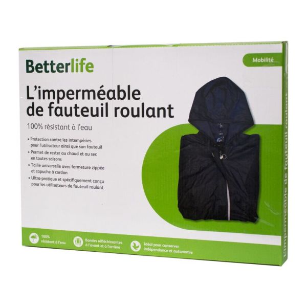 BETTERLIFE l' Imperméable à Capuche pour Fauteuil Roulant - 100 % Résistant à l' Eau - 1 Unité