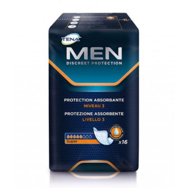 TENA MEN Super Niveau 3 Bte/16 - Protection Absorbante Homme - Incontinence Urinaire Modérée