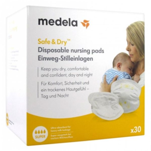 Medela Safe & Dry Super 30 Coussinets d'Allaitement à Usage Unique